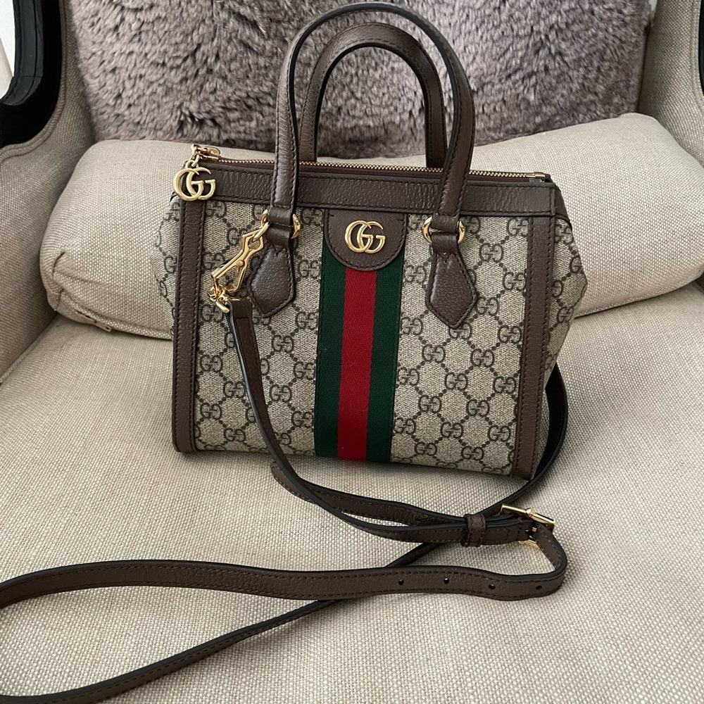 Gucci Ophidia Satchel with Signature Web Stripe